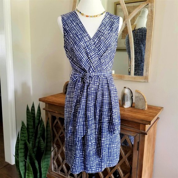 DKNY Dresses & Skirts - DKNY Brand Dress Royal Blue & White Print Women's Size 8